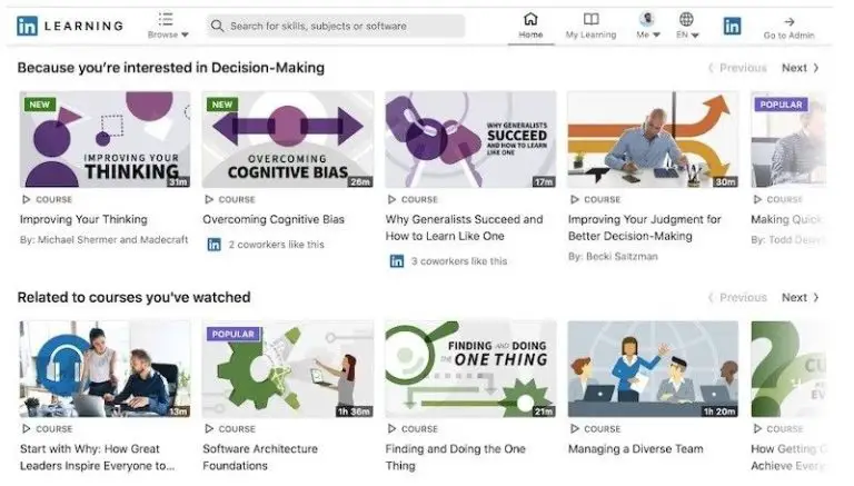 How do I recommend content on LinkedIn Learning