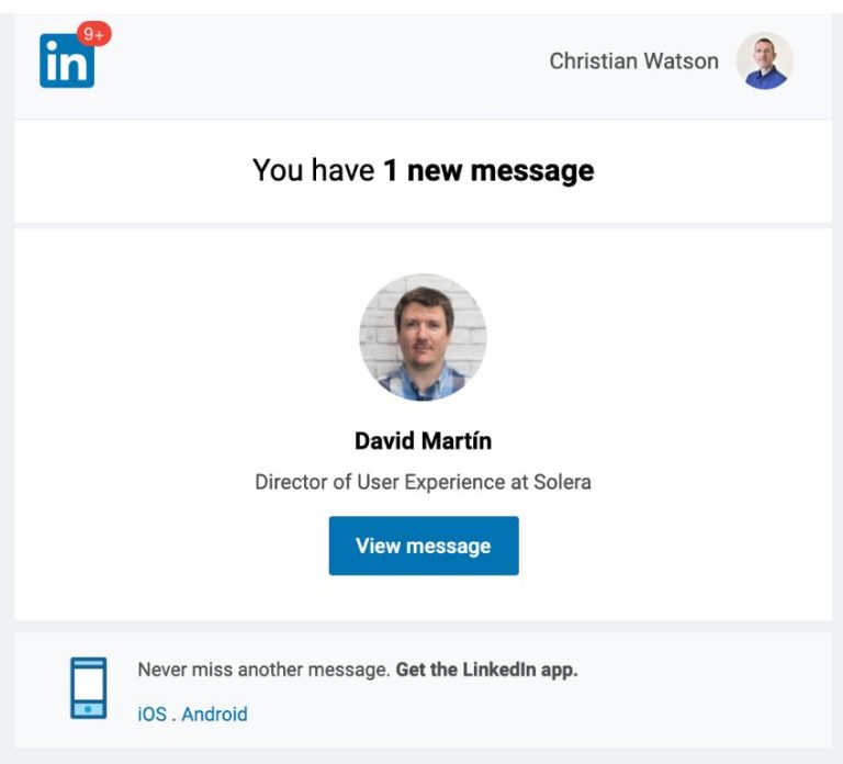 LinkedIn message notification but no message