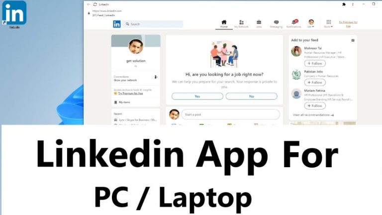 How do I install LinkedIn app on my PC