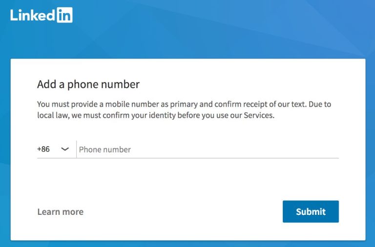 Does LinkedIn ask for a mobile number