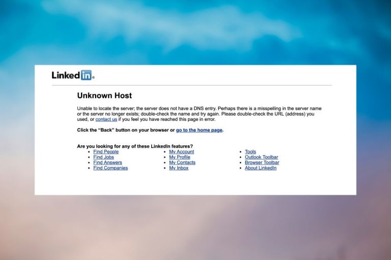 What is unknown host error on LinkedIn