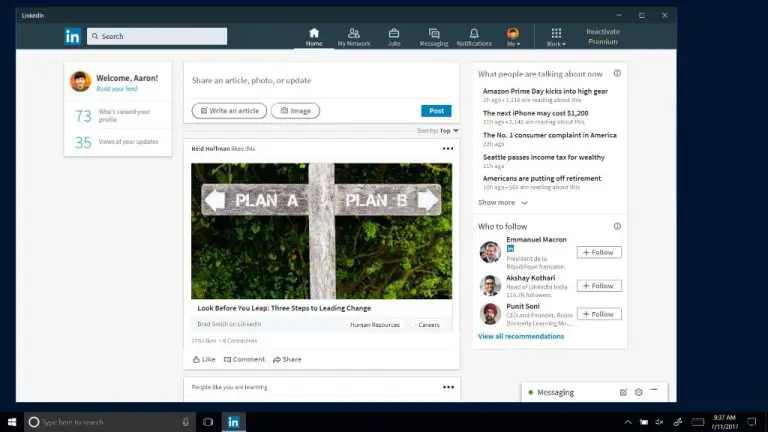 Is LinkedIn app available for PC