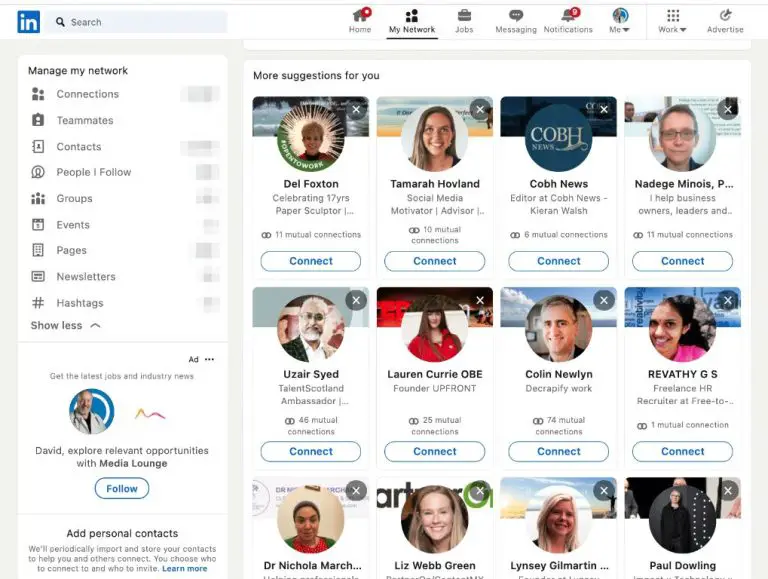 What is the use of connections in LinkedIn