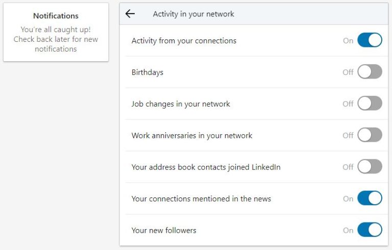 How do I turn off LinkedIn notification changes