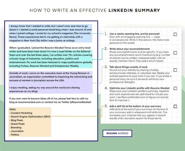 What is a LinkedIn summary outline