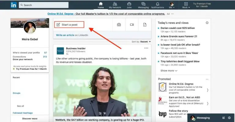 Can a LinkedIn page share a post