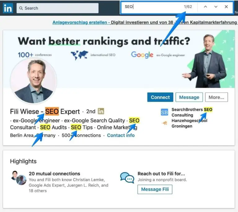 Which topic are most important for LinkedIn profile optimization