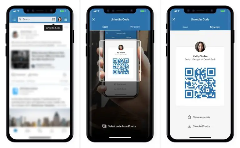 Where is the QR code on LinkedIn app