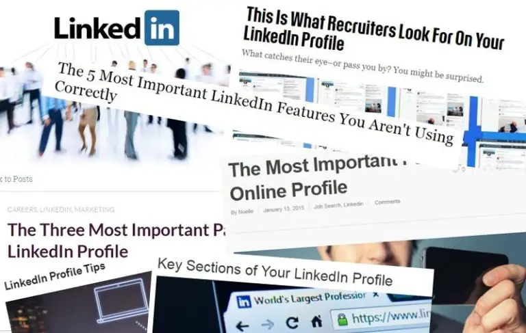 What are the three categories of LinkedIn profile components