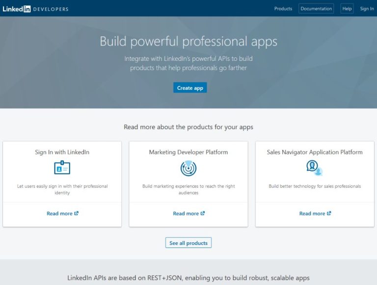 How do I create a LinkedIn developer app