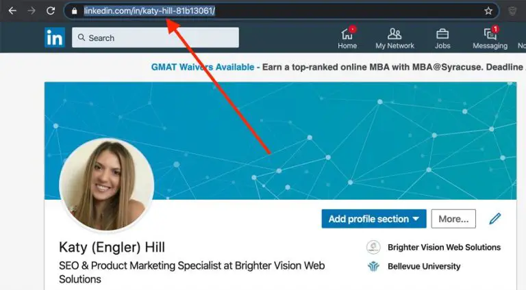 Where is LinkedIn URL on LinkedIn app