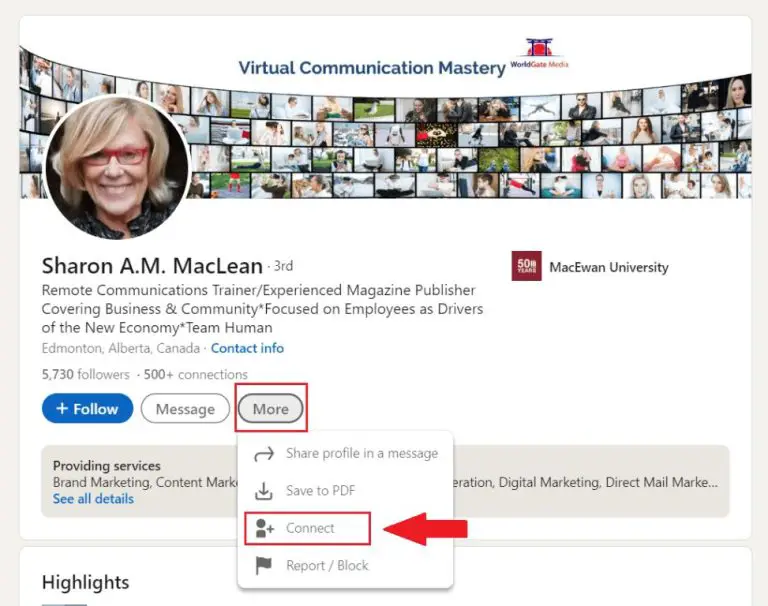 How to connect with someone on LinkedIn if no Connect button