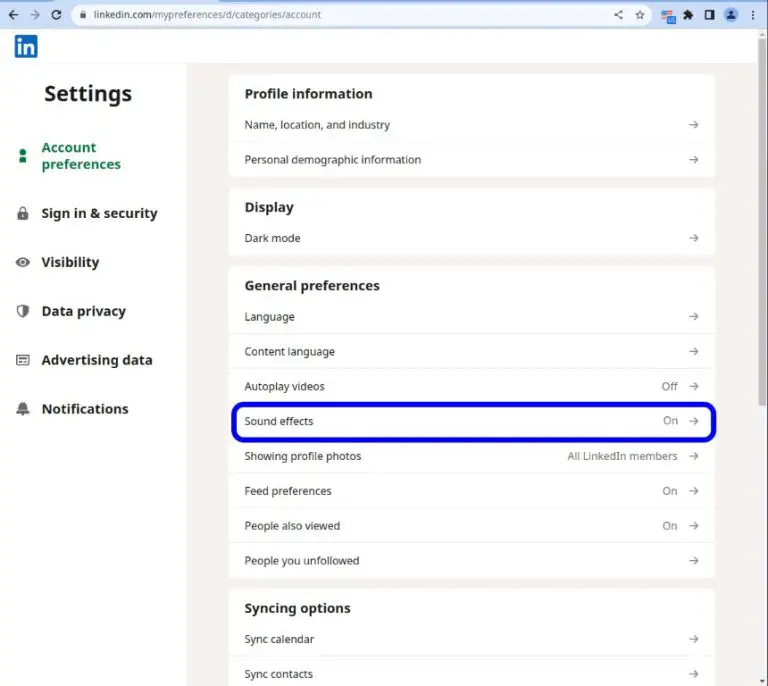 How to change LinkedIn notification sound