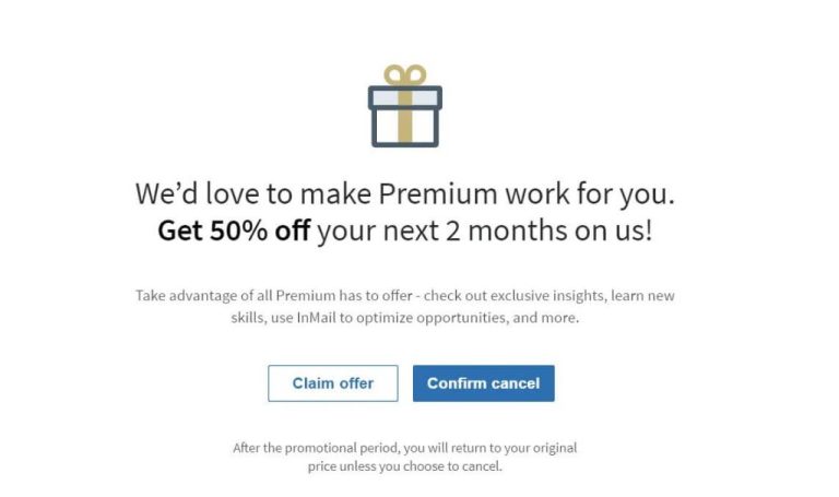 How do I get 50% off LinkedIn