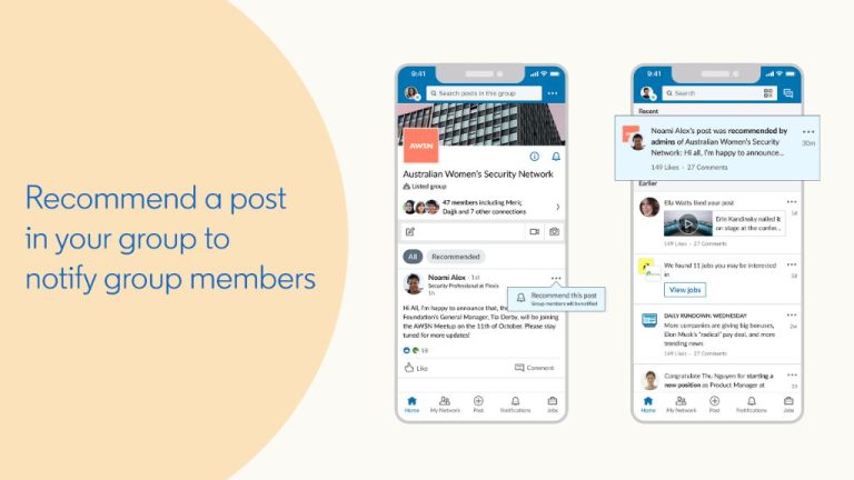 How do I recommend a post to a LinkedIn group