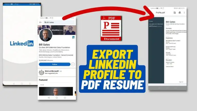 How do I download a LinkedIn profile as a PDF from the app