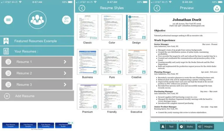 Is there a resume builder on iPhone