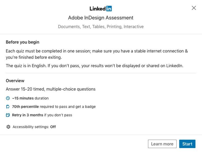 How many times can you take an exam on LinkedIn Learning