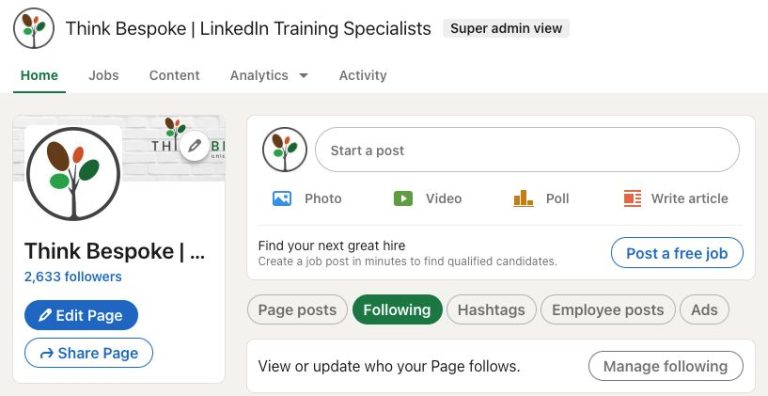 Can business pages follow on LinkedIn