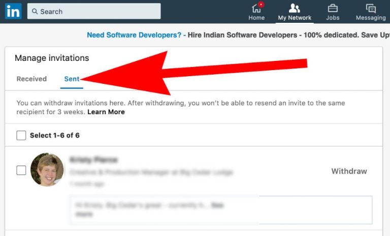 How to see invitation message on LinkedIn