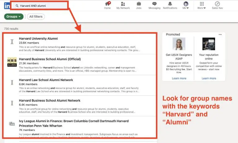 How do I network college alumni on LinkedIn