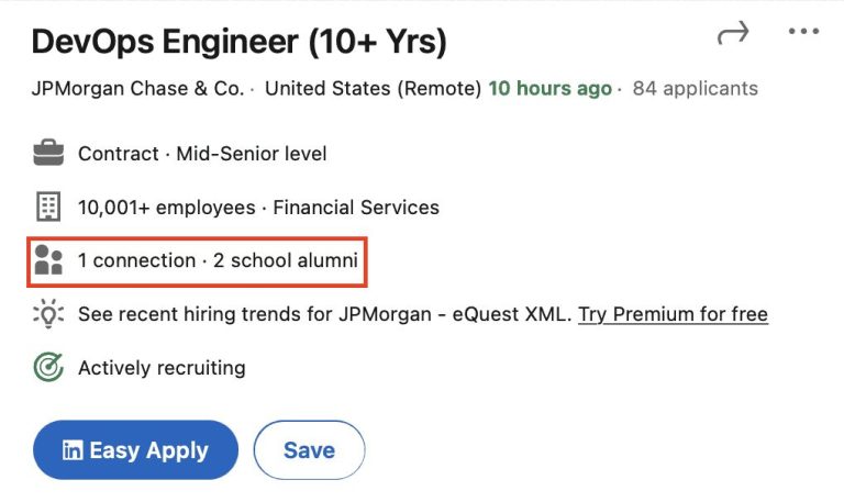 How do I network LinkedIn when applying for a job