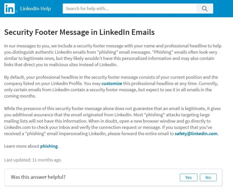 Does LinkedIn send security emails