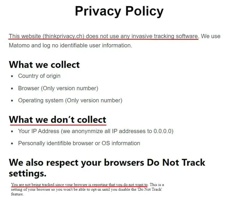 What is a privacy policy for usage data