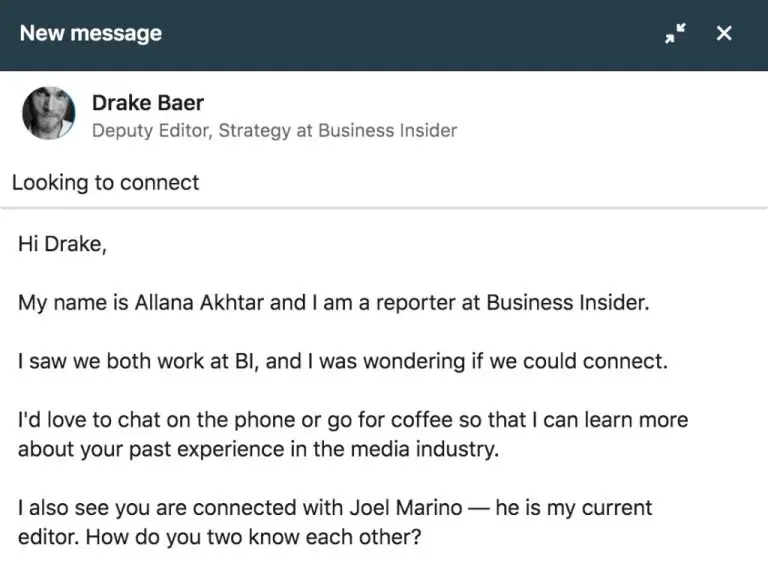 How do you write a LinkedIn message looking for a job