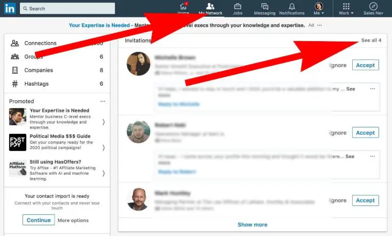 How do I see connection messages I sent on LinkedIn