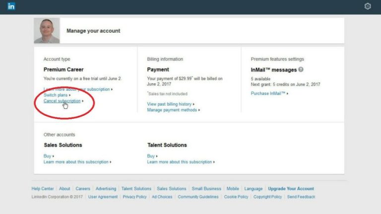 How do I change my monthly billing on LinkedIn