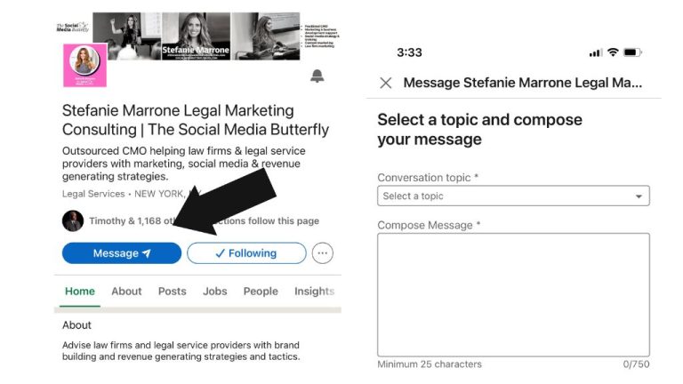 Can you message on LinkedIn from a company page