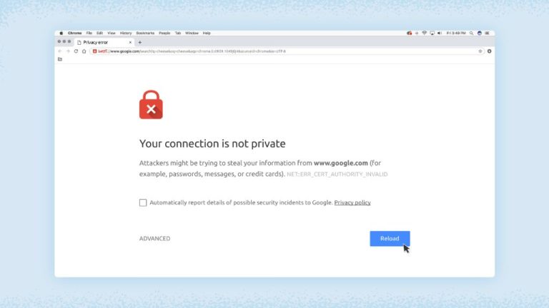 How do I fix privacy connection error