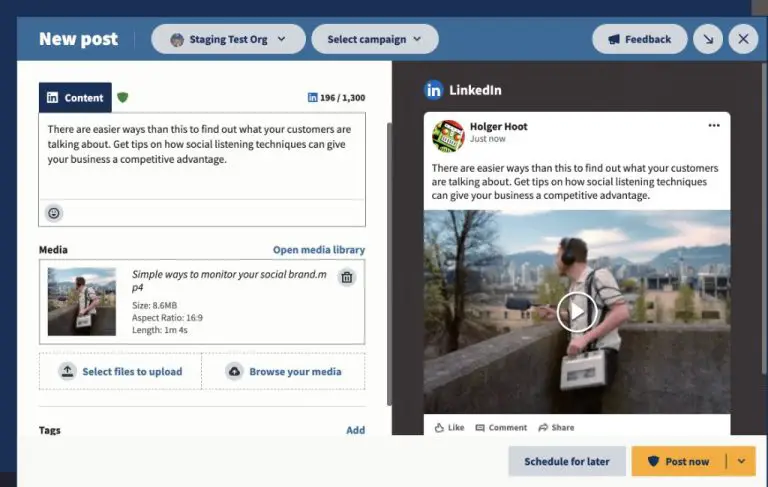 Kann man bei LinkedIn Videos posten