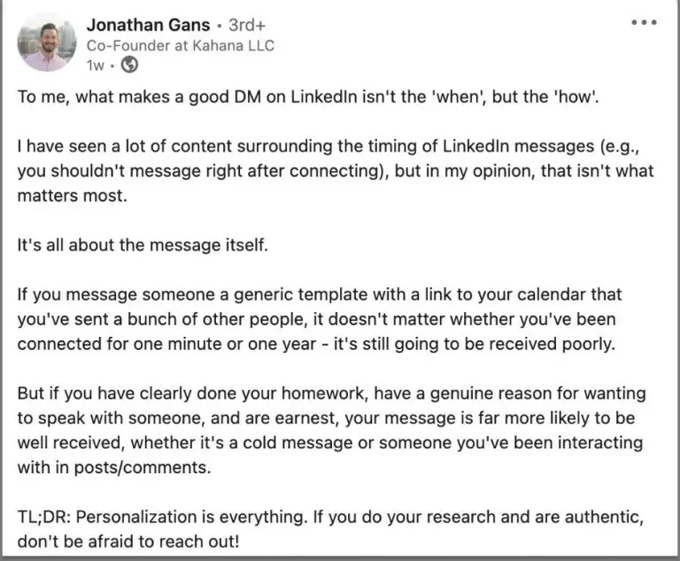 How do you do a cold intro on LinkedIn