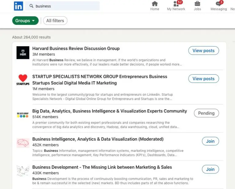Can businesses join groups on LinkedIn