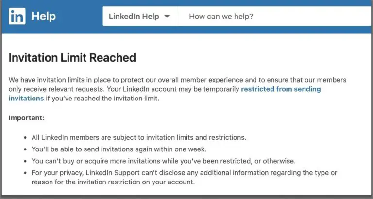 What are the LinkedIn invitation restrictions