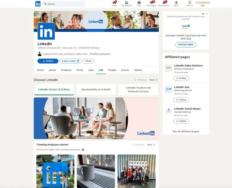 Can a LinkedIn business page follow another LinkedIn business page