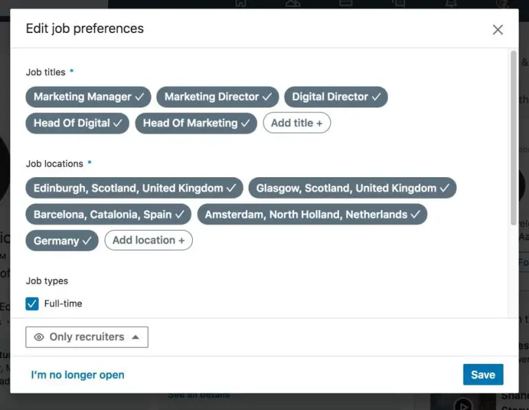 What are the job location options on LinkedIn