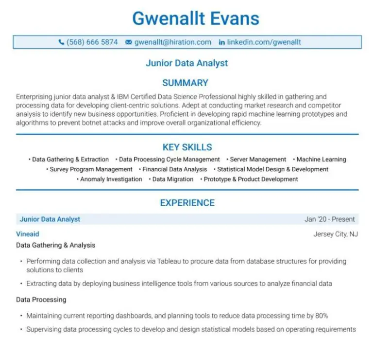 How do I write a data analyst resume with no experience