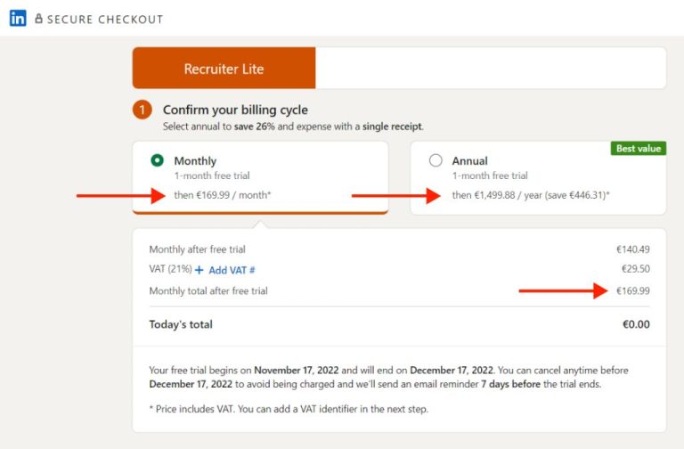 How much is LinkedIn recruiter per month