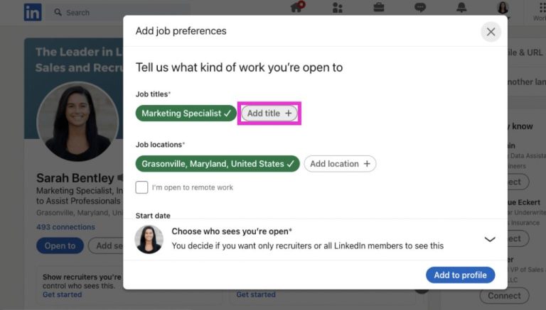 How do I add open to remote work on LinkedIn
