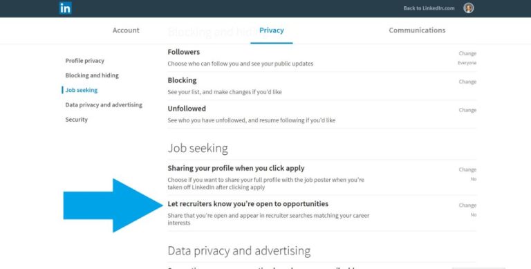 How do I change my recruiter visibility on LinkedIn