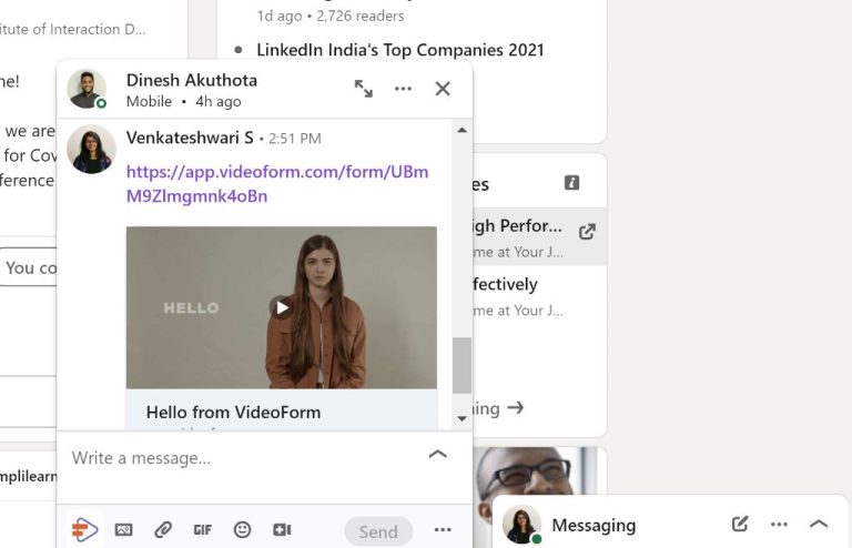 How do I leave a video message on LinkedIn
