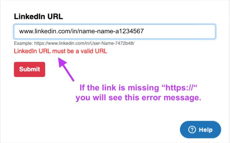 What is invalid URL on LinkedIn