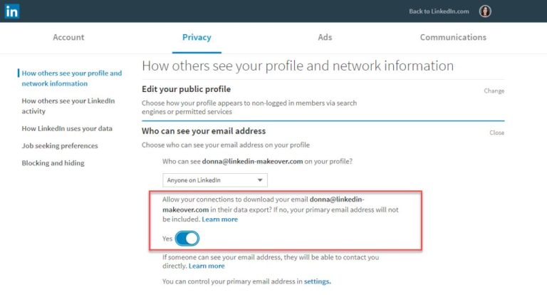 Can you download LinkedIn connections email addresses