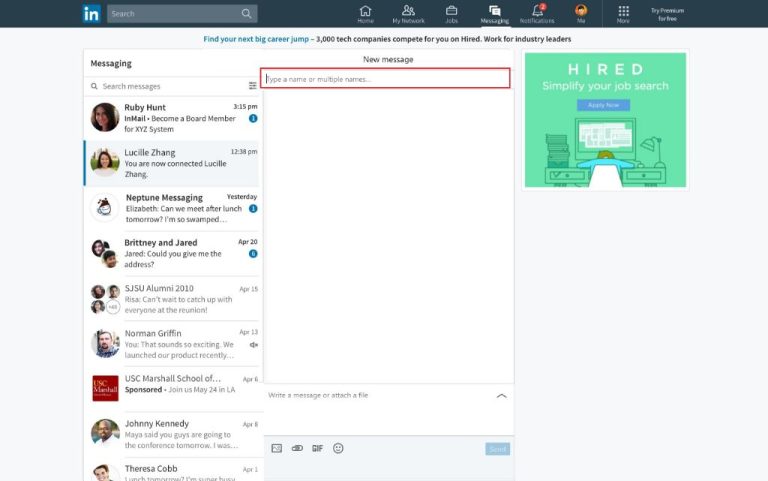 How do I send a message to multiple recipients on LinkedIn