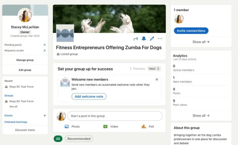 Can you make a LinkedIn page for a group