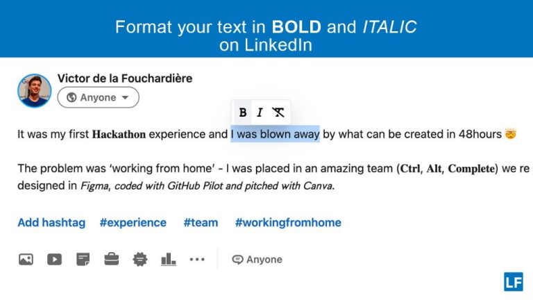 Can you bold and italicize on LinkedIn Post