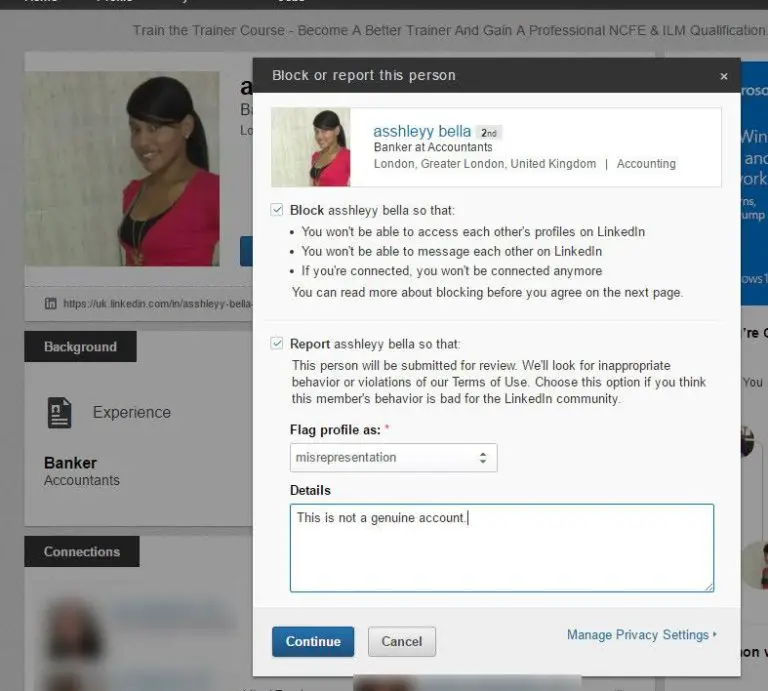 How do I report a fake LinkedIn profile